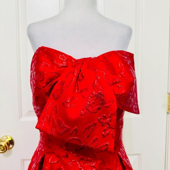 NWOT LILLY PULITZER KATALEYA STRAPLESS JACQUARD DRESS AMARYLLIS RED - Picture 3 of 9